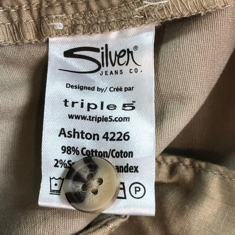 Silver Jeans Co Mens Bermuda Chino Shorts L Ashton Stretch Khaki NWT - Picture 7 of 13